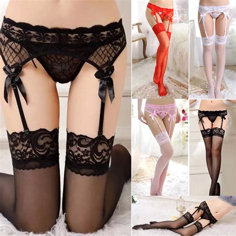 Black Pink Red Floral Lace Sexy Garter Belt Sheer Lace Garters