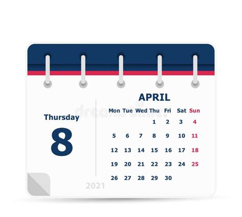 April 2021 Calendar Stock Illustrations 6782 April 2021 Calendar