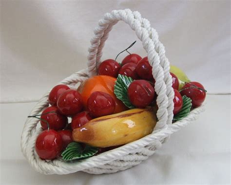 Vintage Ceramic Fruit Basket Handmade In Italy Italian