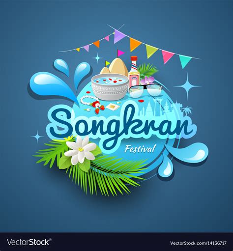 songkran festival thailand logo design royalty free vector