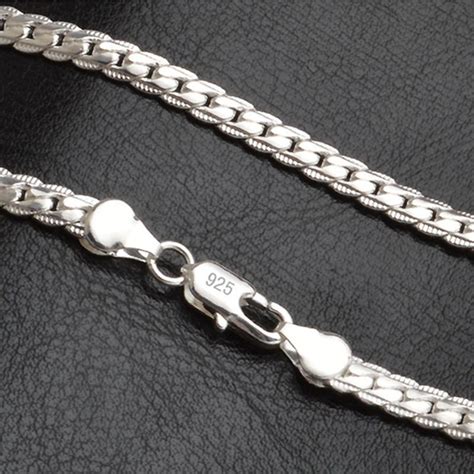 Silver chains for men give affordability and attractive view to others. 5mm Fashion Chain 925 Sterling Silver Necklace Pendant Men ...