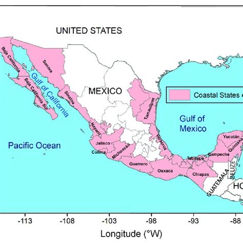 Study Area 17 Mexican Coastal States Bordering The Pacific Ocean The