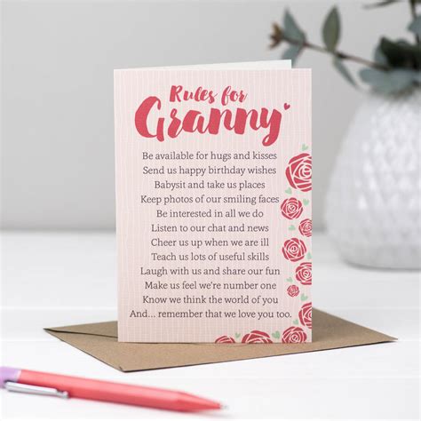 Poem Card For Granny By Bespoke Verse