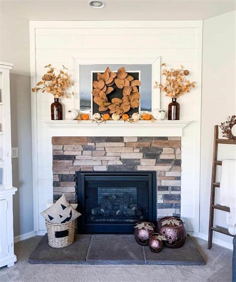 Brown Leaf Wreath Above Fireplace Soul And Lane