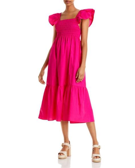 Aqua Smocked Midi Dress In Pink Lyst
