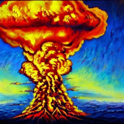 Nuclear Explosion Oil Painting Arthubai