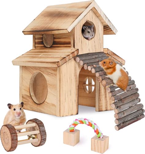 Small Animal Activity Toy Hamster Houses Hideouts Wooden