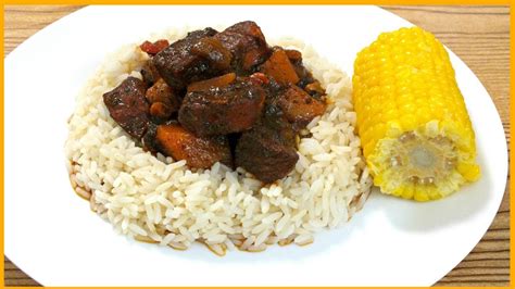 how to make brown stew chicken with white rice youtube
