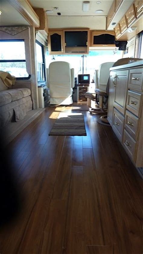 Our lvp flooring is superior quality with uv, water and chemical resistant with attached underlayment. Luxury Vinyl Plank installed in a RV. Shop these kind of floors at our site by clicking the link ...