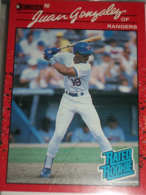 1990 football cards worth money. Juan Gonzalez 1990 Donruss baseball card- Rookie