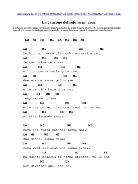 La Canzone Del Sole Testo E Accordi Pdf