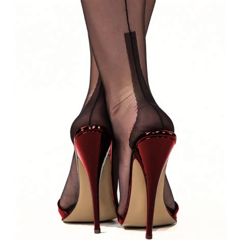 Cuban Heel Miss Fully Fashioned Stockings Ff Plain Black — Burlesque Nylons