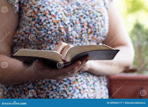 Christian Woman Reading Holy Bible Outdoors Stock Image Image Of Hand