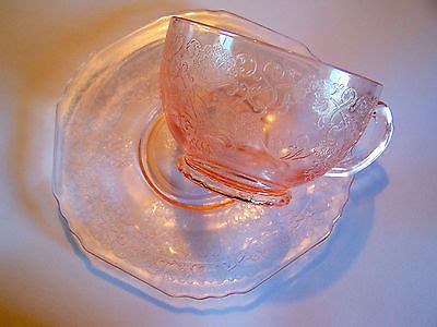 Pink Florentine Poppy Hazel Atlas Set Of Cups Saucers And Small