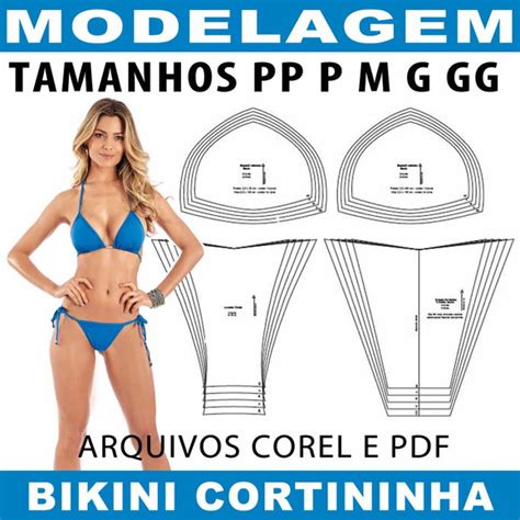 Modelagem Bikini Cortininha Moldes Corel Pdf Molde Elo7