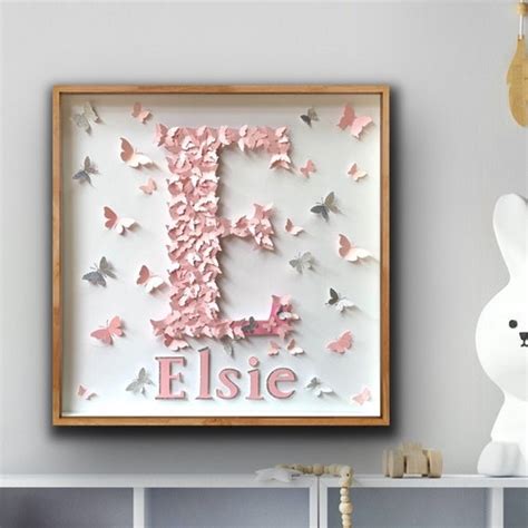 Pastel Pink Butterflies Letters Personalised Name Alphabet Etsy