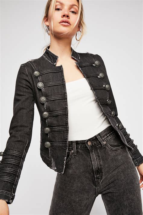 Fitted Military Denim Jacket Military Jacket Women Military Fashion