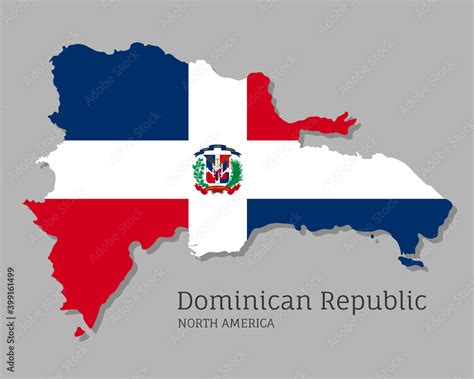 Map Of Dominican Republic With National Flag Highly Detailed Editable