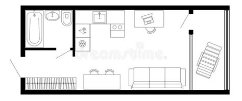 Apartment Floor Plan Vector Architecture Micro Studio Plan Of