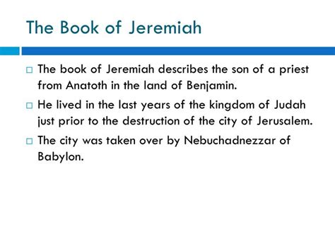 Ppt The Book Of Jeremiah Powerpoint Presentation Free Download Id