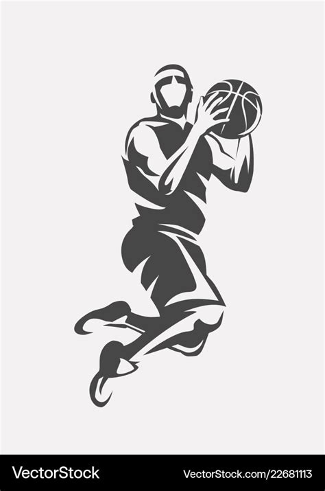 Basketball Player Jumping Stylized Silhouette Vector Image