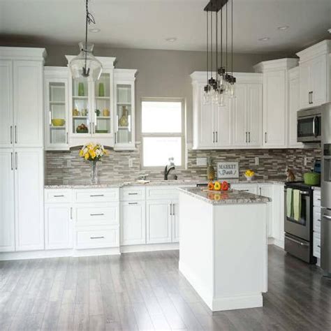 White cottage chef kitchen with gray cabinet. Lily Ann Cabinets | 2020