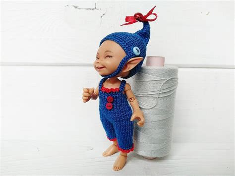 Realpuki Knitted Outfit Elf Blue Bjd Doll Etsy