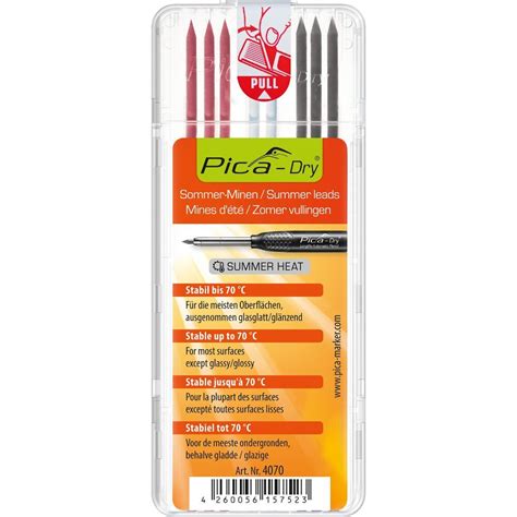 Pica Dry Pencil Refill Set Of 8 Leads Summer Heat 3 Graphite 2b 3