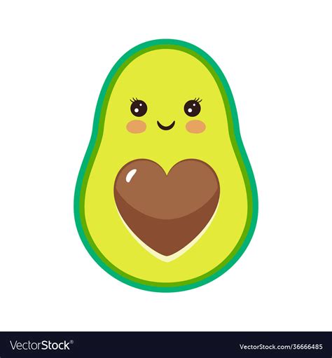 Cute Cartoon Avocado Character With Funny Smiles Vector Image