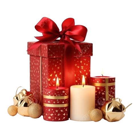 Red And Golden Christmas T Box And Decoration Lantern Candle T