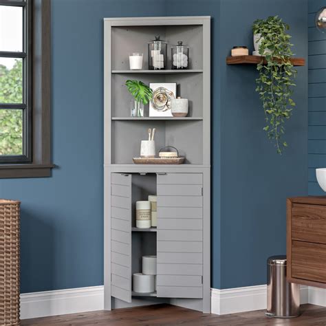 Spirich home tall corner cabinet with two doors and three tier shelves, free standing corner storage cabinet for bathroom, kitchen, living room or bedroom, white. Madison Tall Corner Cabinet in 2020 | Tall corner cabinet ...
