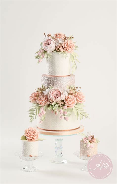 100 roses raised with gold piping. Luxury wedding cake from Hayley Elizabeth Cake Design ...