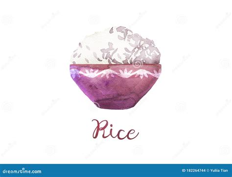 Hand Drawn Watercolor Illustration On White Isolate Background Rice