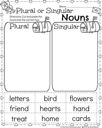 1st Grade Nouns Worksheets For February Plural And Singular Nouns
