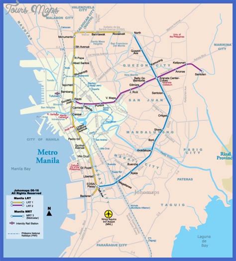 City list of metro manila. Manila Metro Map - ToursMaps.com