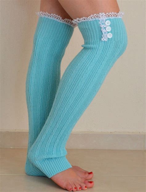 Leg Warmers Womens Mint Green Leg Warmers Cable Knit Leg Warmers Over The Knee Boot Socks Leg
