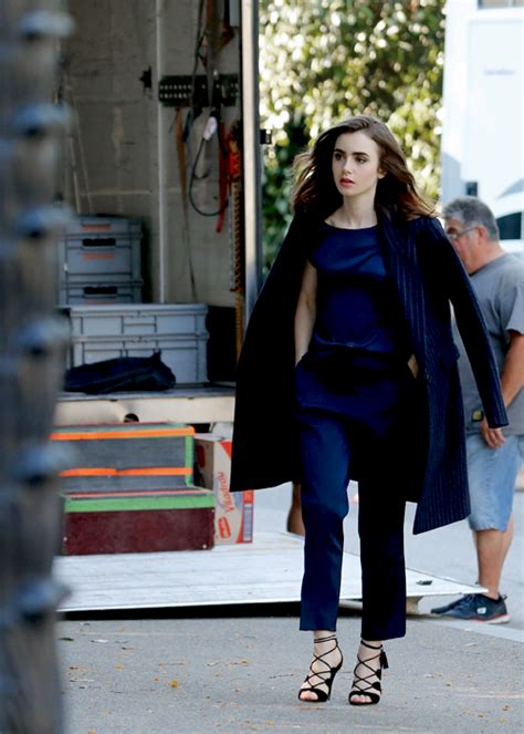 Lily Collins Filming A Commercial For Lancôme In Barcelona Spain On