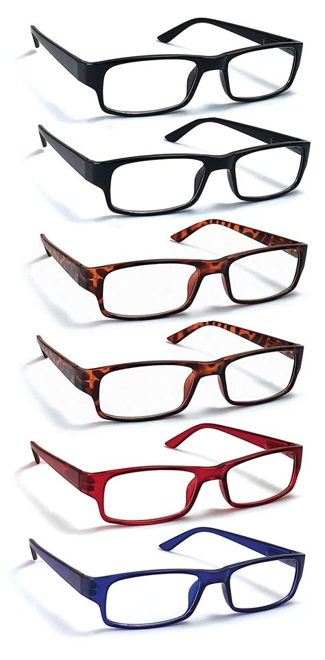buy 6 pack reading glasses by boost eyewear traditional frames in assorted colors for men and