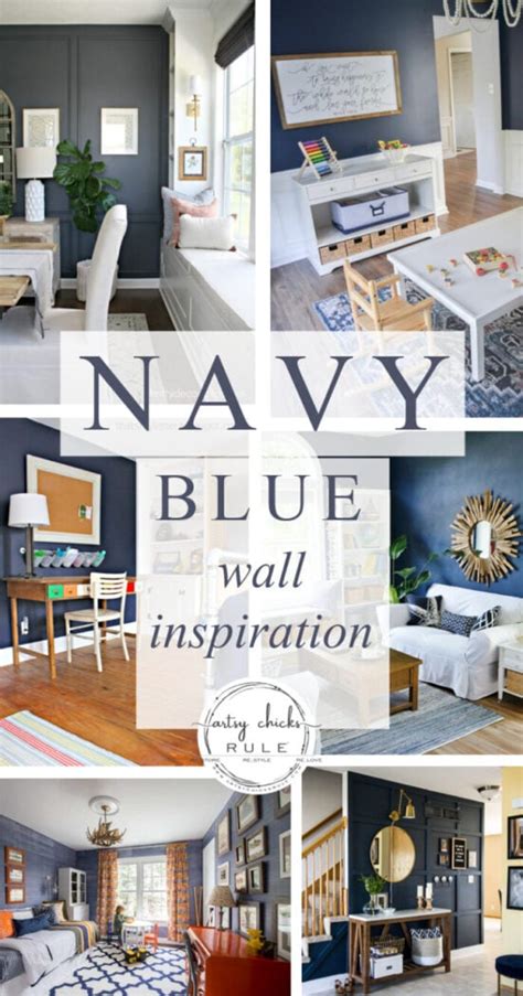 Navy Accent Wall Living Room
