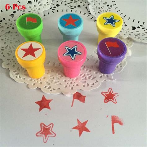 6 Pcs Star Flag Toy Stamp Self Inking Kids Diy Handmade Scrapbook Photo