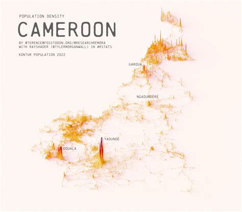Population Density Maps Of Cameroon By Maps On The Web