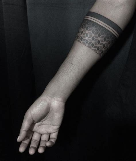 Dotwork Tattoo Of A Black Sacred Geometry Armband Tattoos Arm Band