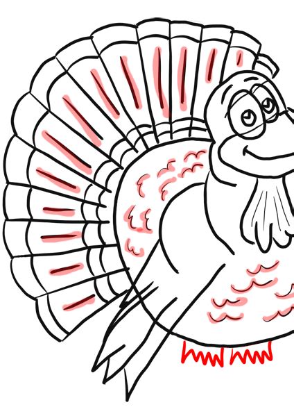 Step 11 How To Draw Cartoon Turkeys Thanksgiving Animals Step By Step