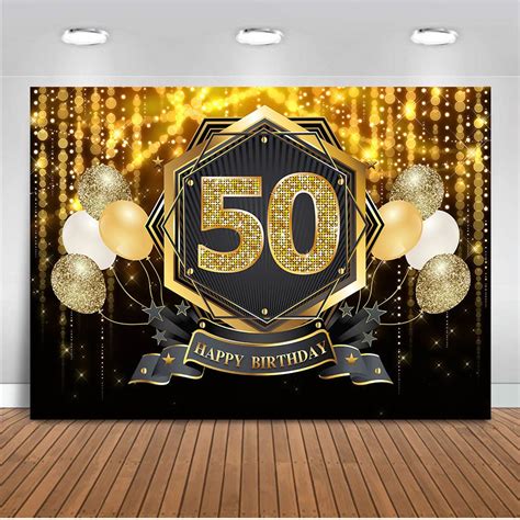 Sale Customized Birthday Mens 50th Happy Birthday Gold Glitter Backdrop