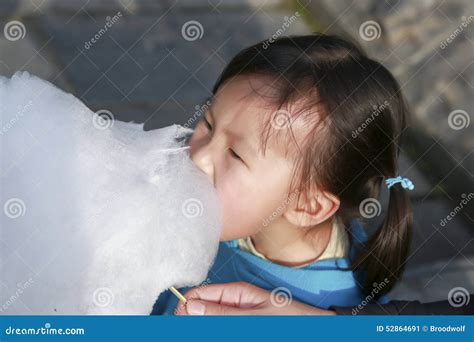Eat The Chinese Female Of Cotton Candy 02 Stock Image Image Of