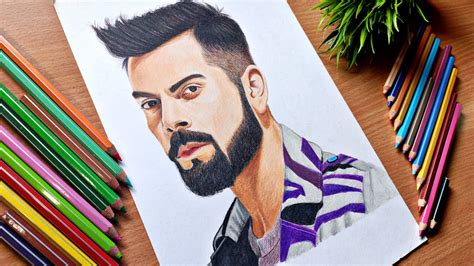How To Draw Virat Kohli With Colour Pencils Virat Kohli Realistic
