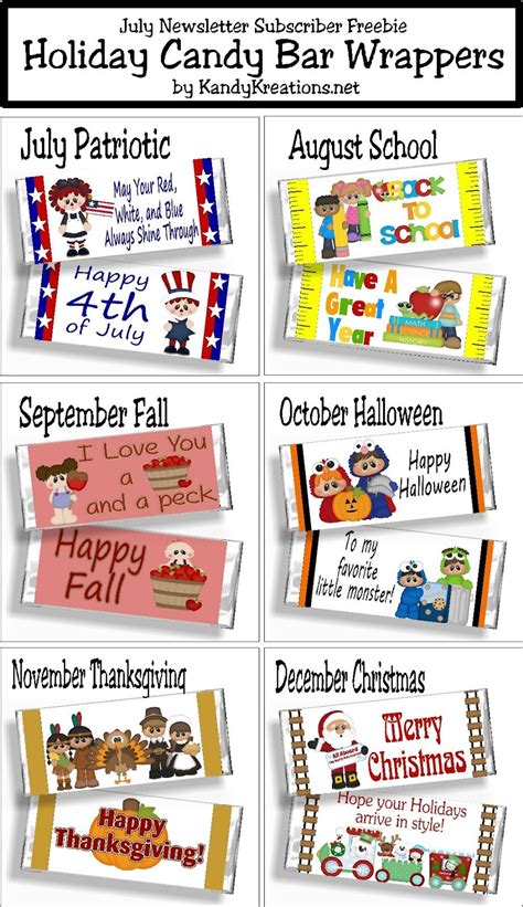 My candy bar wrappers are a free printable that you can find on kenarry. Holiday Candy Bar Wrapper Printables | Thanksgiving candy ...