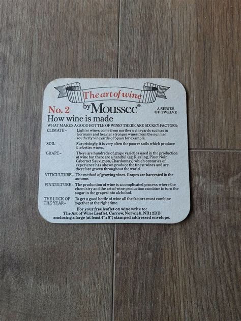 Moussec French Table Wines Beermat No 2 Ebay