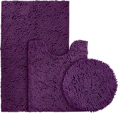 Bysure Deep Purple Bathroom Rugs Sets 3 Piece With Toilet