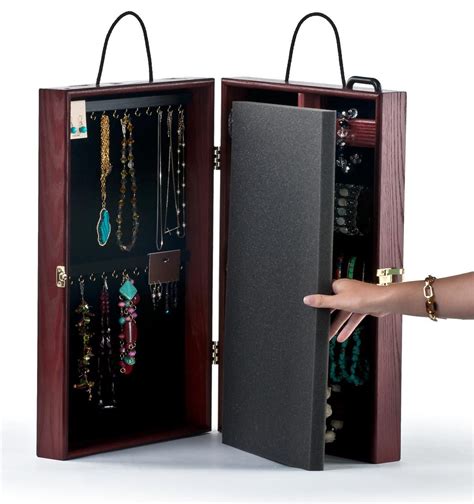 Portable Jewelry Case W 30 Hooks 30 Pegs And 24 Ring Slots Velvet